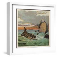 Wreck of the White Ship-Joseph Kronheim-Framed Art Print