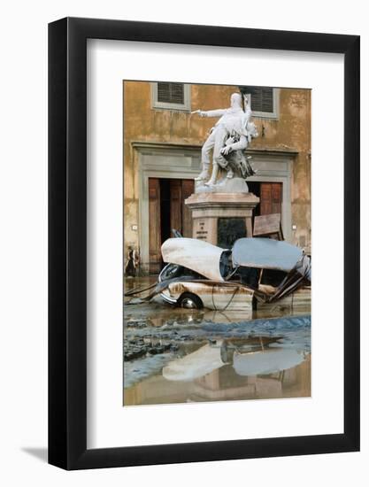 Wrecked Car Near Statue-Vittoriano Rastelli-Framed Photographic Print