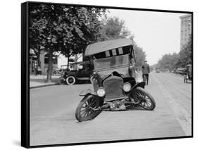 Wrecked Car on Washington, D.C. Street in 1922-null-Framed Stretched Canvas