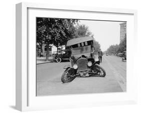 Wrecked Car on Washington, D.C. Street in 1922-null-Framed Photo