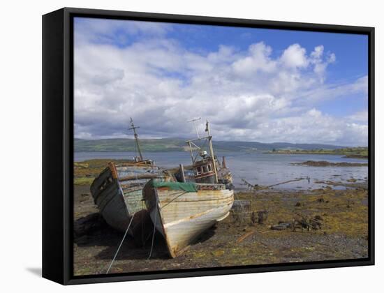 Wrecked Fishing Boats Near Salen, Isle of Mull, Inner Hebrides, Scotland, United Kingdom, Europe-Neale Clarke-Framed Stretched Canvas