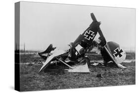 Wrecked German Biplane Photograph-Lantern Press-Stretched Canvas