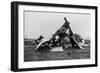 Wrecked German Biplane Photograph-Lantern Press-Framed Art Print