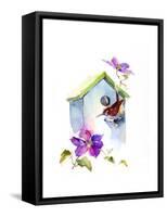 Wren with Birdhouse and Clematis, 2016-John Keeling-Framed Stretched Canvas