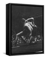 Wrestlers Bartel Bratener of Austria and Vladimir Rossine of Russia Competing at the Olympics-George Silk-Framed Stretched Canvas
