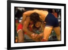 Wrestlers Wayne Wells and Ali Demirtas in Action at the Summer Olympics-Co Rentmeester-Framed Photographic Print