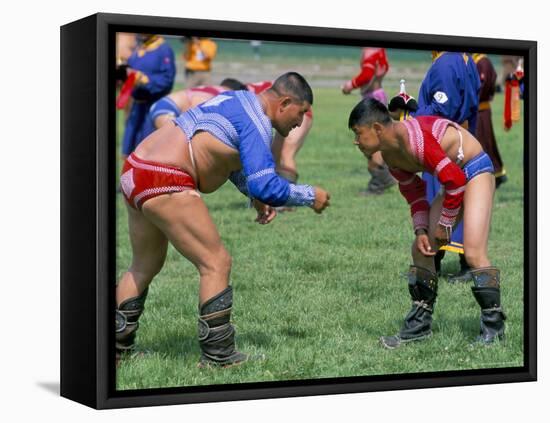 Wrestling Match, Naadam Festival, Oulaan Bator (Ulaan Baatar), Mongolia, Central Asia-Bruno Morandi-Framed Stretched Canvas