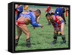 Wrestling Match, Naadam Festival, Oulaan Bator (Ulaan Baatar), Mongolia, Central Asia-Bruno Morandi-Framed Stretched Canvas