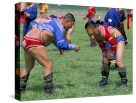 Wrestling Match, Naadam Festival, Oulaan Bator (Ulaan Baatar), Mongolia, Central Asia-Bruno Morandi-Stretched Canvas