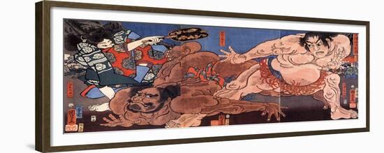 Wrestling Sumo-Kuniyoshi Utagawa-Framed Premium Giclee Print
