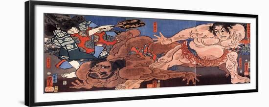 Wrestling Sumo-Kuniyoshi Utagawa-Framed Premium Giclee Print