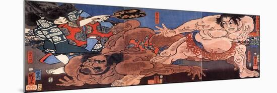 Wrestling Sumo-Kuniyoshi Utagawa-Mounted Premium Giclee Print