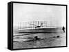 Wright Brothers Wilbur and Orville with 1903 Airplane "Kitty Hawk" on First Flight-null-Framed Stretched Canvas