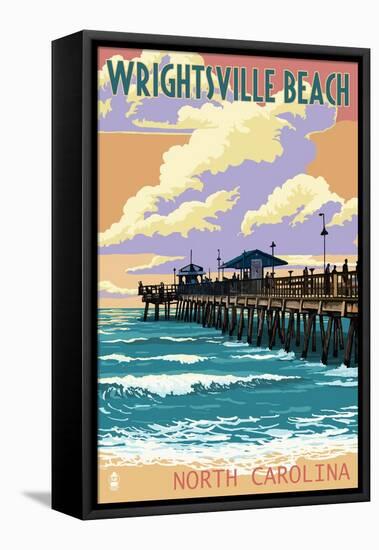 Wrightsville Beach, North Carolina - Beach Ball and Chair-Lantern Press-Framed Stretched Canvas