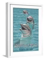 Wrightsville Beach, North Carolina - Dolphins-Lantern Press-Framed Art Print