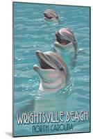 Wrightsville Beach, North Carolina - Dolphins-Lantern Press-Mounted Art Print