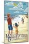 Wrightsville Beach, North Carolina - Kite Flyers-Lantern Press-Mounted Art Print