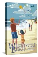 Wrightsville Beach, North Carolina - Kite Flyers-Lantern Press-Stretched Canvas