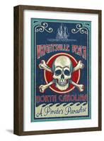 Wrightsville Beach, North Carolina - Skull and Crossbones Sign-Lantern Press-Framed Art Print