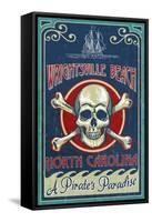 Wrightsville Beach, North Carolina - Skull and Crossbones Sign-Lantern Press-Framed Stretched Canvas