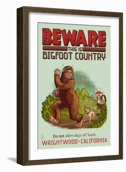 Wrightwood, California - Bigfoot Country - No Dogs Off Leash-Lantern Press-Framed Art Print