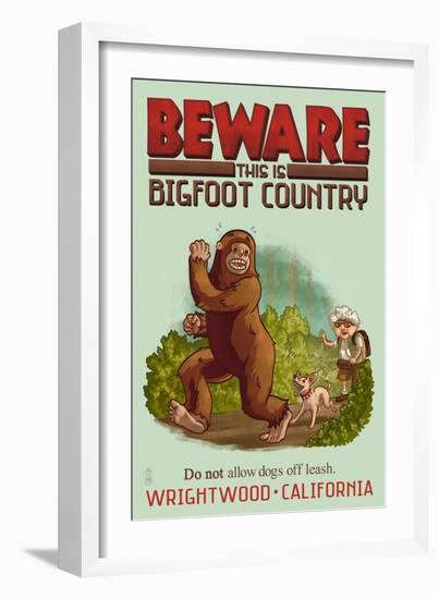 Wrightwood, California - Bigfoot Country - No Dogs Off Leash-Lantern Press-Framed Art Print