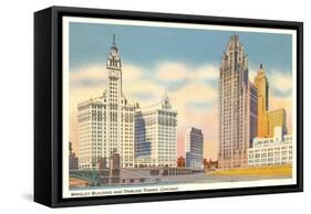 Wrigley Building and Tribune Tower, Chicago, Illinois-null-Framed Stretched Canvas