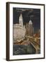 Wrigley Building at Night, Chicago, Illinois-null-Framed Art Print