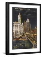 Wrigley Building at Night, Chicago, Illinois-null-Framed Art Print