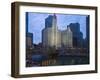 Wrigley Building, Center, North Michigan Avenue and Chicago River, Chicago, Illinois, USA-Amanda Hall-Framed Photographic Print