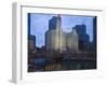 Wrigley Building, Center, North Michigan Avenue and Chicago River, Chicago, Illinois, USA-Amanda Hall-Framed Photographic Print