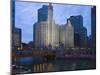 Wrigley Building, Center, North Michigan Avenue and Chicago River, Chicago, Illinois, USA-Amanda Hall-Mounted Photographic Print