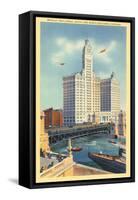 Wrigley Building on Chicago River, Chicago, Illinois-null-Framed Stretched Canvas