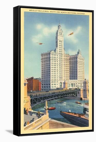 Wrigley Building on Chicago River, Chicago, Illinois-null-Framed Stretched Canvas