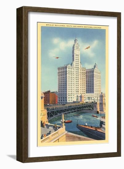 Wrigley Building on Chicago River, Chicago, Illinois-null-Framed Art Print