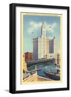 Wrigley Building on Chicago River, Chicago, Illinois-null-Framed Art Print