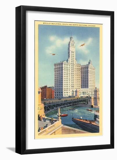 Wrigley Building on Chicago River, Chicago, Illinois-null-Framed Art Print