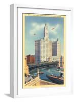 Wrigley Building on Chicago River, Chicago, Illinois-null-Framed Art Print