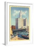 Wrigley Building on Chicago River, Chicago, Illinois-null-Framed Art Print