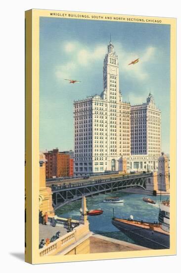 Wrigley Building on Chicago River, Chicago, Illinois-null-Stretched Canvas