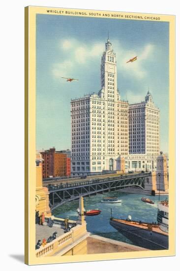 Wrigley Building on Chicago River, Chicago, Illinois-null-Stretched Canvas