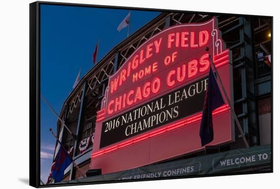 Wrigley Field Marquee Cubs National League Champs-Steve Gadomski-Framed Stretched Canvas