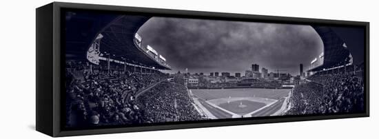 Wrigley Field Night Game Chicago BW-Steve Gadomski-Framed Stretched Canvas