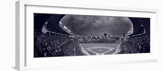 Wrigley Field Night Game Chicago BW-Steve Gadomski-Framed Photographic Print