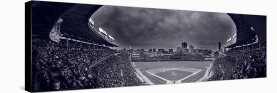 Wrigley Field Night Game Chicago BW-Steve Gadomski-Stretched Canvas