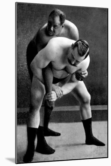 Wrist Lock: Russian Wrestlers-null-Mounted Art Print