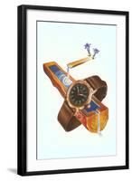 Wristwatch on Wooden Trough-null-Framed Art Print