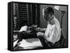 Writer Damon Runyon Working on Script at Desk-Gjon Mili-Framed Stretched Canvas