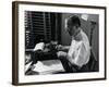 Writer Damon Runyon Working on Script at Desk-Gjon Mili-Framed Premium Photographic Print