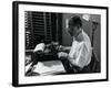 Writer Damon Runyon Working on Script at Desk-Gjon Mili-Framed Premium Photographic Print